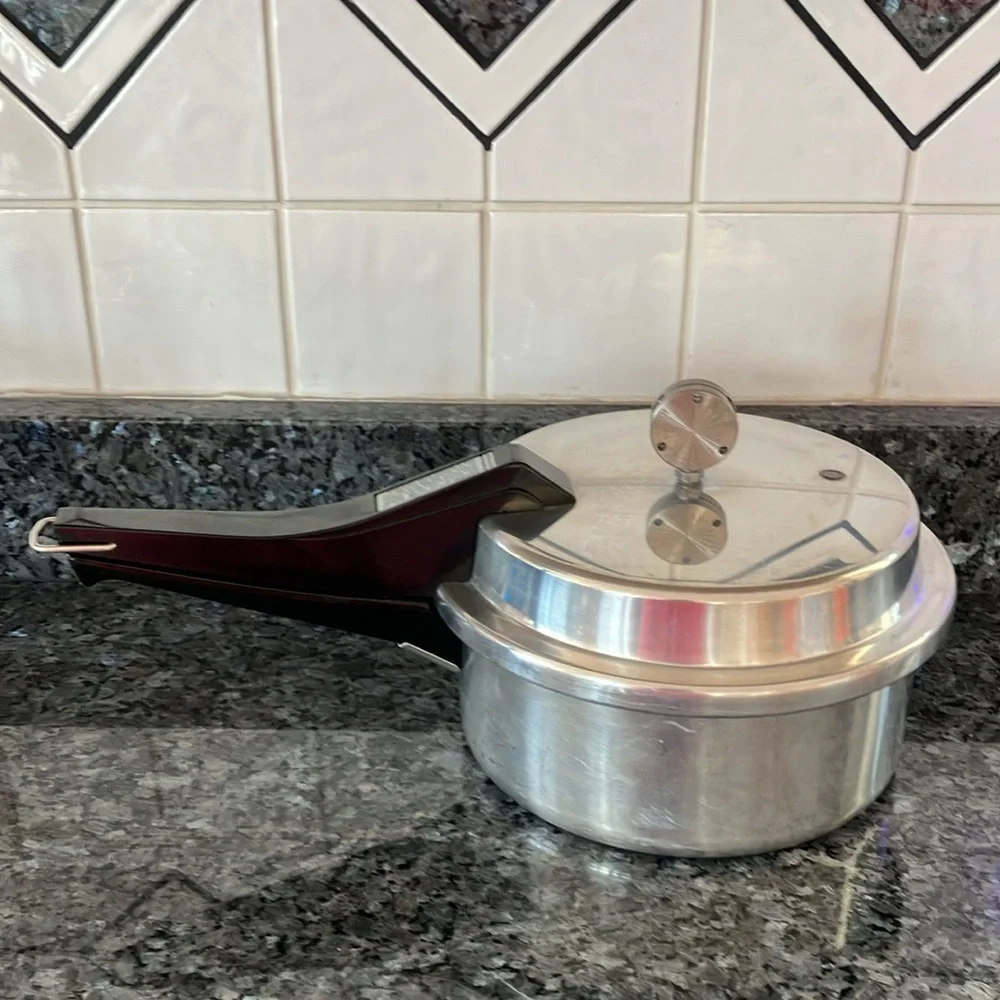 Stainless Steel Pressure Cooker with Black Handle - Silver